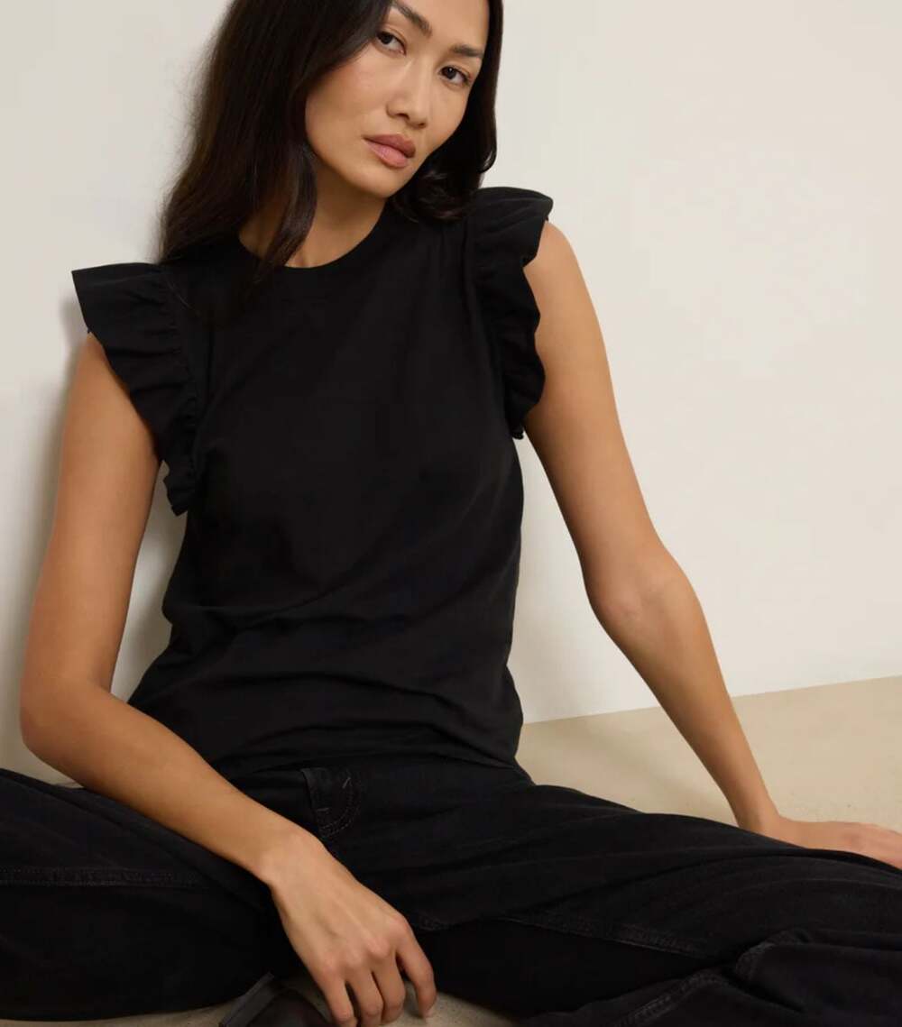 M - Nation LTD ($85) Black Paulette Ruffle Sleeve Top